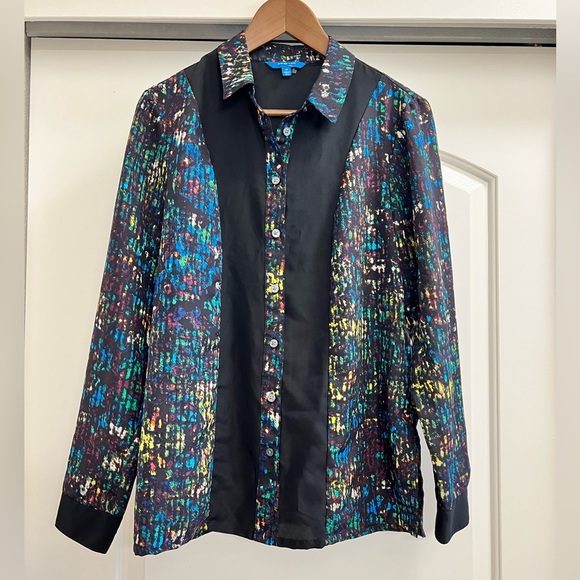 NWOT Derek Lam for Design Colorful Button Down Blouse - Picture 3 of 10